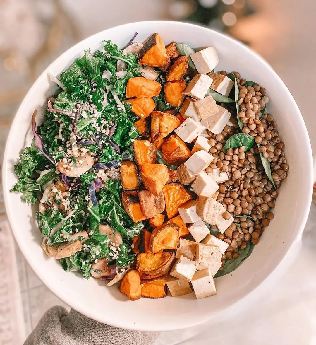 Lentil Veggie Bowl with Tofu