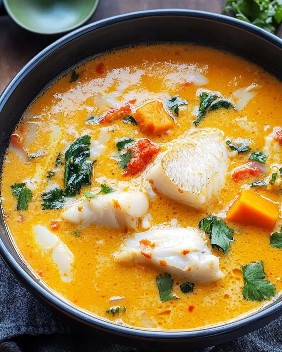 Roasted Squash Soup with Steamed White Fish