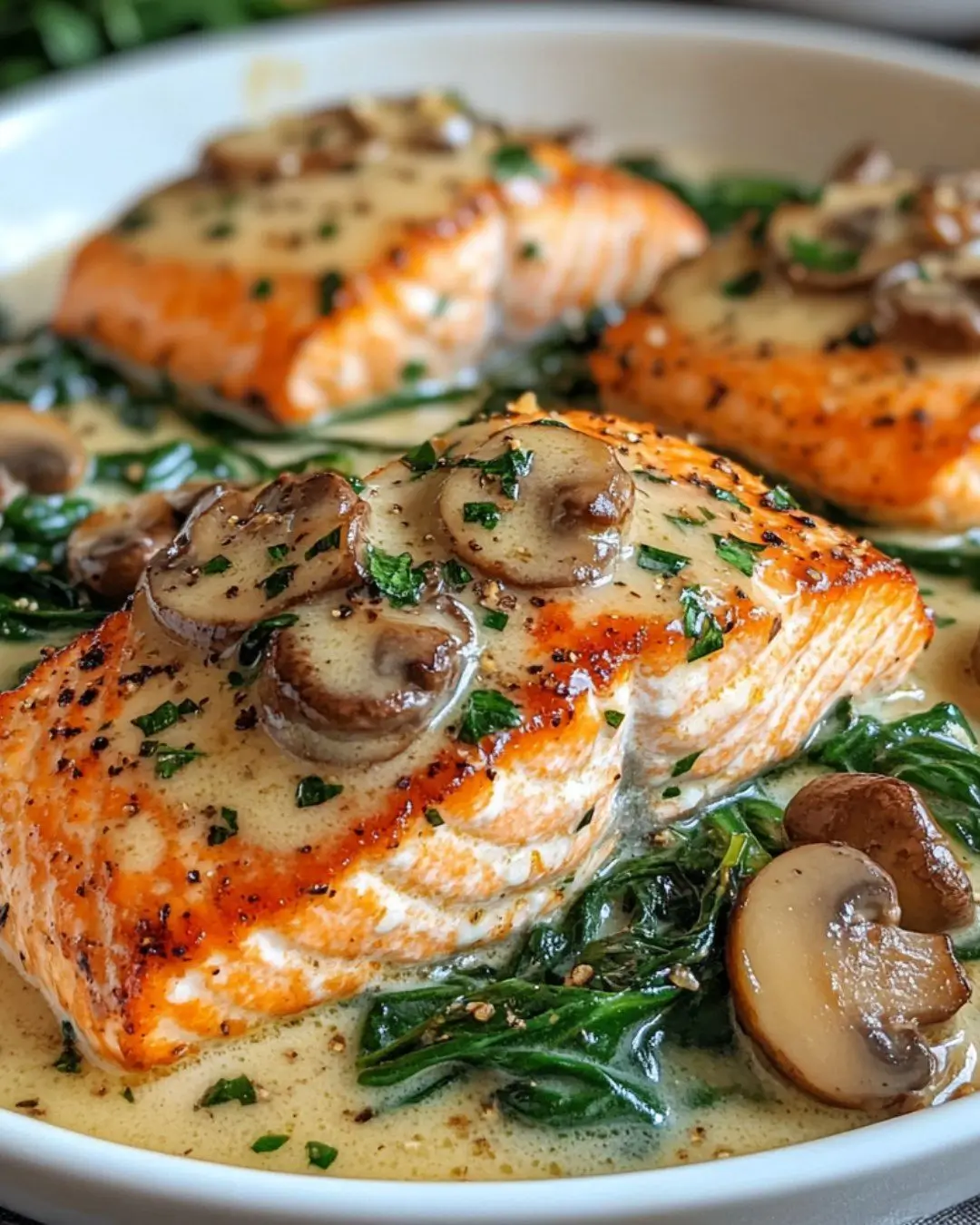 White Fish with Spinach & Mushroom